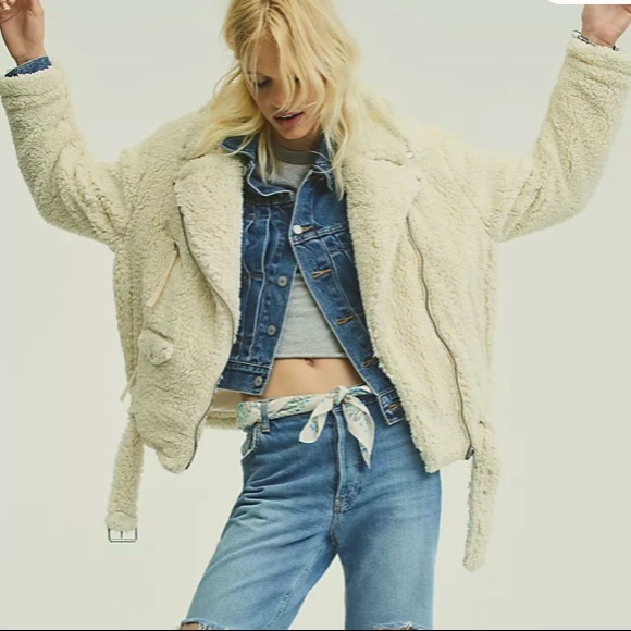 NWOT Free People Cozy Slouch Moto Jacket - Picture 5 of 6